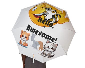 Hello, Awesome Kittens #1 Semi-Automatic Foldable Umbrella, Our Rain Buddy