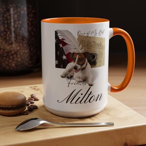 Personalizable #50 Custom Text Patriotic Mug, USA Constitution Declaration of Independence Dog Cup, Americana Gift, Kitchen Decor 11oz 15oz