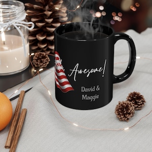 Personalizable #5 Custom Hello Awesome America Ceramic Mug (11oz, 15oz) for All Occasions, HomeLand of The Free & Brave USA Cup