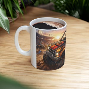 Monster Truck Cat Driver White Ceramic Mug | Claw Hammer 4x4 Lifted Ride Cup (11 oz, 15 oz) image 15