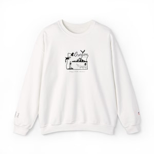 May include: White sweatshirt with a black graphic of the state of Oregon, mountains, and a lighthouse. The word "Oregon" is written above the graphic, with the text "Happy 25th Anniversary!" below. The sleeve has the text "United State".