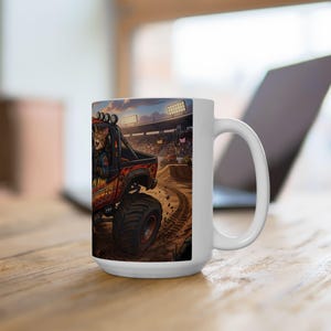Monster Truck Cat Driver White Ceramic Mug | Claw Hammer 4x4 Lifted Ride Cup (11 oz, 15 oz) image 11