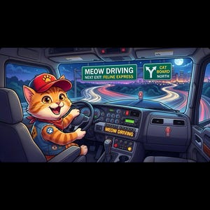 Meow Driving Cat Truck Driver White Ceramic mug | Feline Express Heavy Hauler Big Rig Cup (11 oz, 15 oz) image 4