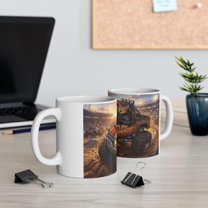 Monster Truck Cat Driver White Ceramic Mug | Claw Hammer 4x4 Lifted Ride Cup (11 oz, 15 oz) image 12