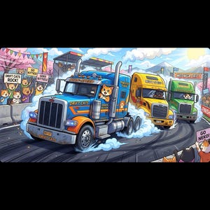 Meow Speed Drifting Cat Truck Convoy White Ceramic Mug | Beautiful Big Rig Bobtail Semis Ripping Tracks Cup (11 oz, 15 oz) image 19