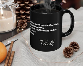 Personalized #110 Biblical Quotes Black Mug, Ceramic Cup Gift for Christian, Religious Scripture Verse, God's Inspired Word, Religious Mug,