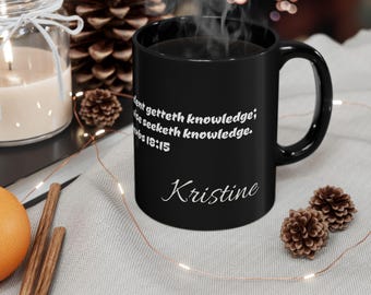 Personalized #104 Biblical Quotes Black Mug, Ceramic Cup Gift for Christian, Religious Scripture Verse, God's Inspired Word, Religious Mug,