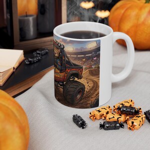 Monster Truck Cat Driver White Ceramic Mug | Claw Hammer 4x4 Lifted Ride Cup (11 oz, 15 oz) image 13