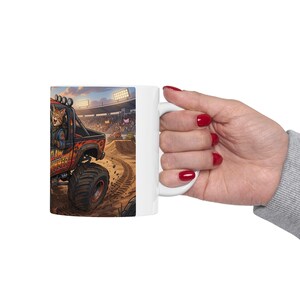 Monster Truck Cat Driver White Ceramic Mug | Claw Hammer 4x4 Lifted Ride Cup (11 oz, 15 oz) image 19