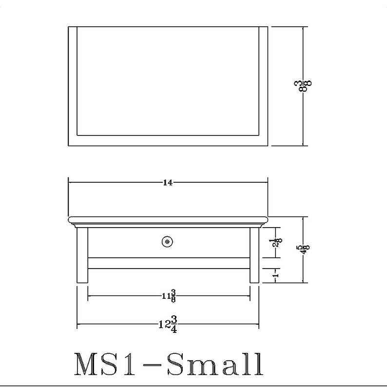 CUSTOM SIZE Small White Computer Monitor Stand and Desk Organizer with Drawer