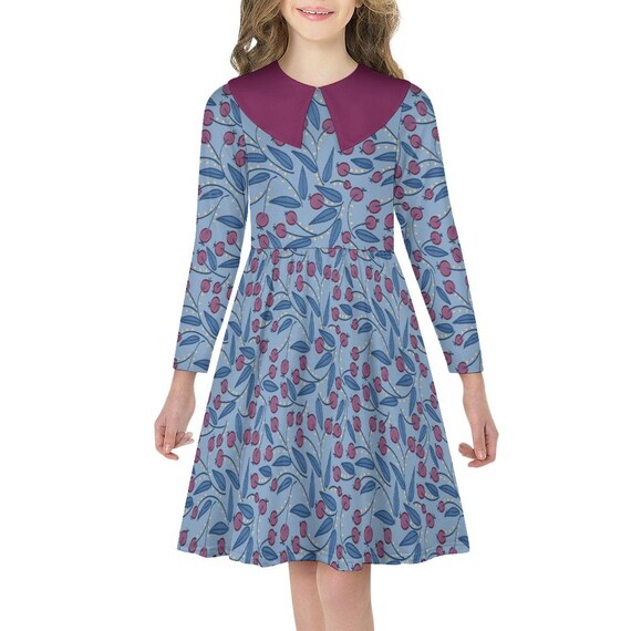 Holly Berry Christmas Dress | Girls Peter Pan Collar, AOP Kids Clothing