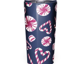 Peppermint Candy Cane Tumbler | Insulated Travel Mug | Christmas Coffee Cup | Nutcracker Gift