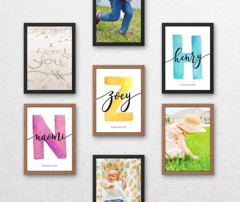 Personalized Name Art - Watercolor Initial & Name Print | Custom Baby ...