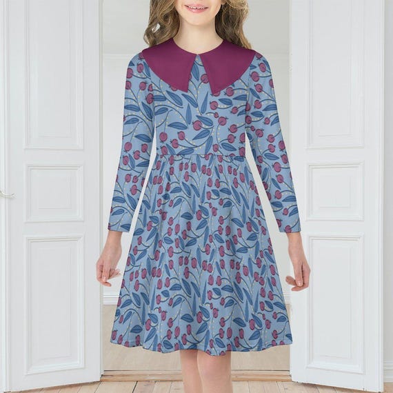 peter pan collar christmas dress Red Christmas Robin Floral Peter Pan Dress