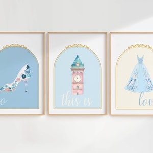 Cinderella Nursery Wall Art Printable | So This Is Love Quote | Fairytale Princess Digital Decor for Baby Girl Room | Subtle Disney Design