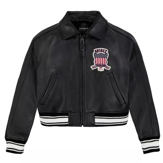 Giacca da donna AVIREX Icon American Bomber Flight in pelle nera