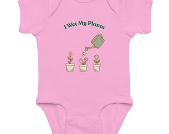 Body per neonati: tutina in cotone con stampa "I Wet My Plants"