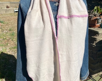 Pale pink cashmere sweater scarf