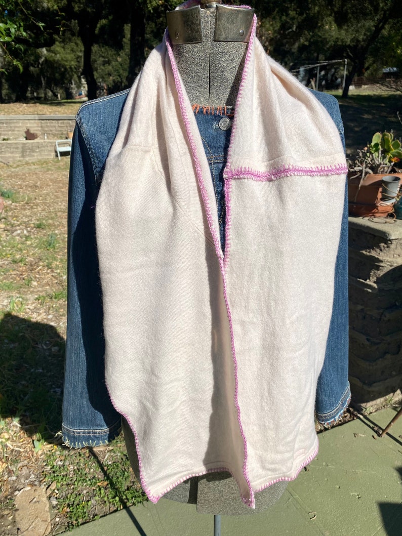 Pale pink cashmere sweater scarf image 1