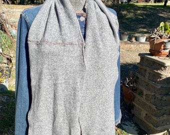 Gray cashmere sweater scarf