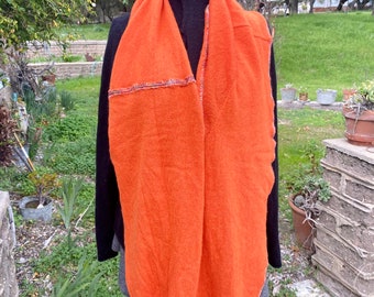 Pumpkin orange cashmere scarf