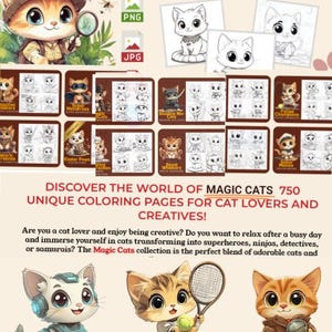 Discover the World of Magic Cats 750 Unique Coloring Pages - Digital Download for Cat Lovers and Creative 50 Free Easter Paws Coloring Pages