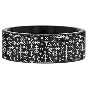 Viking Runes Wedding Ring, Engraved Runic Script Ring, Elder Furthark Ring, Runestones Runecarving, Unique Old Norse Writing Jewelry