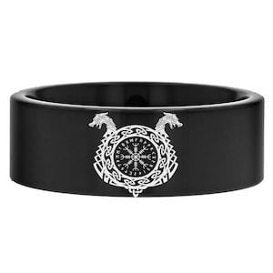 Viking Helm of Awe Bind Runes Wedding Ring, Engraved Runic Script Ring, Elder Furthark Ring, Runestones Talisman Vegvisir, Old Norse Jewelry