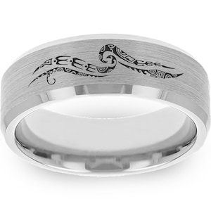 Maori Tribal Print Wedding Ring, Engraved Pacific Islander Ring, Ancestral Polynesian Ring, Samoan Jewelry, Iwi Hawaiian Ring