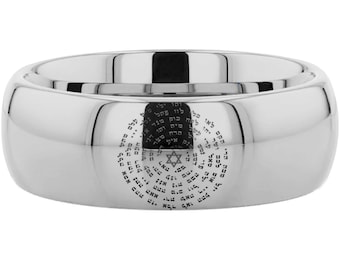 The 72 Names of God Wedding Band, The Sacred Ring Blessed Seal of Solomon, lemegeton kabbalah amulet occult magic goetia talisman Ring - 8mm