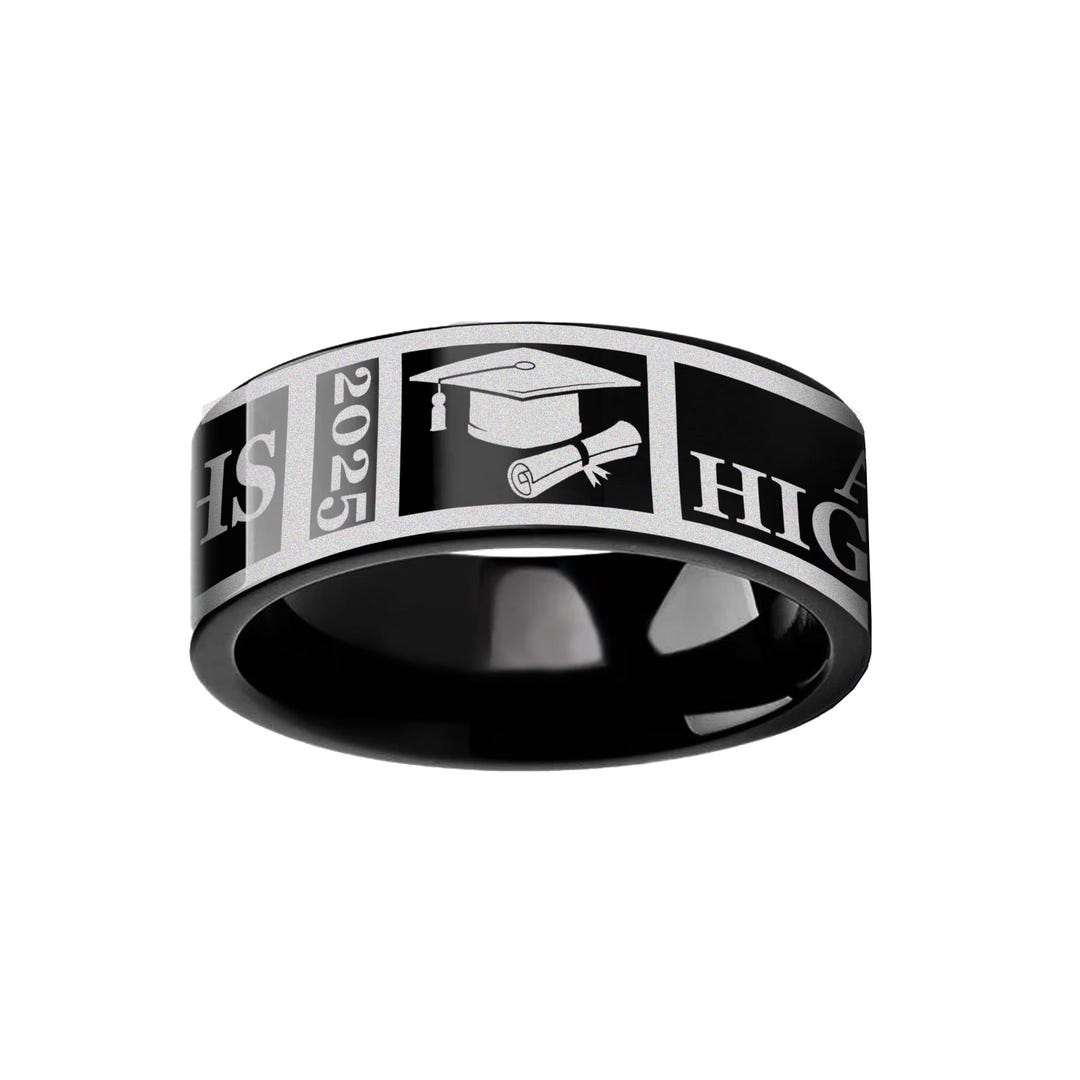Black Custom Graduation Ring, High School Class Ring, College Class ...