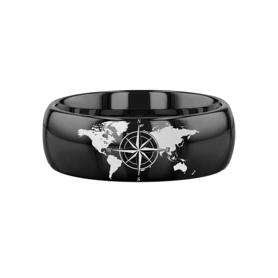 World Map Ring, Engraved Map Wedding Band, Globe Atlas Ring, Global Map ...