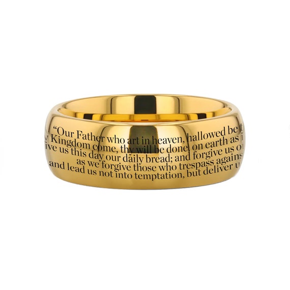 Our Father's Prayer Wedding Band, Bible Verse Wedding Band, Biblical Verse Ring, The Lord's Prayer Tungsten Ring, Christian Heavenly  Prayer