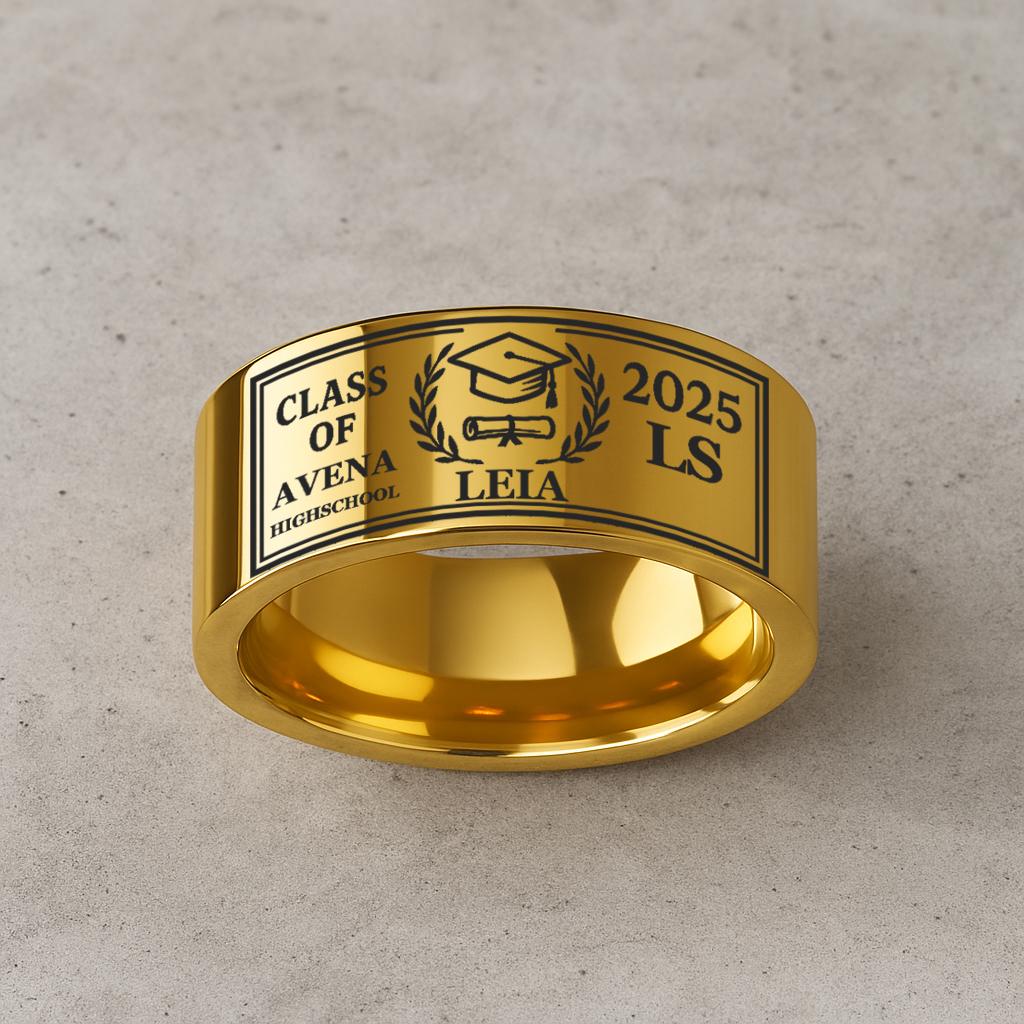 School Graduation Rings Custom Graduation Ring, High School Class Ring, College Class Band Ring ...