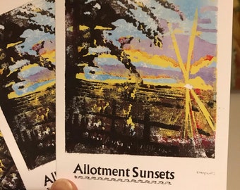 Allotment Sunsets Linocut Card