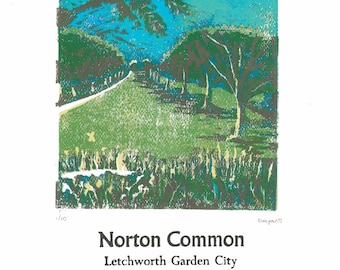 Norton Common Lino and Letterpress Print