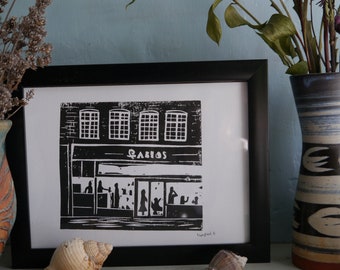 Fabio's Gelato, Hitchin, Linocut Print