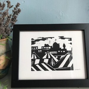 Hitchin Market, Linocut Print