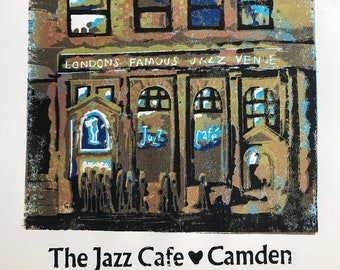 Jazz Cafe Camden Lino & Letterpress Print