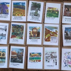 Hitchin Linocut Cards Pick and Mix Set of recycled cards image 1