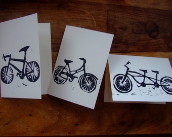 On Yer Bike: Bicycle Card Set- handprinted linocut cards