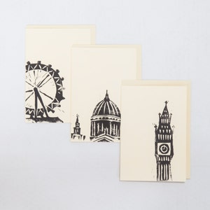 London Landmarks: Building Set- Handprinted Linoprint Card Set (3 cards)