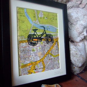 Stampa bicicletta su Vintage London Colour Map