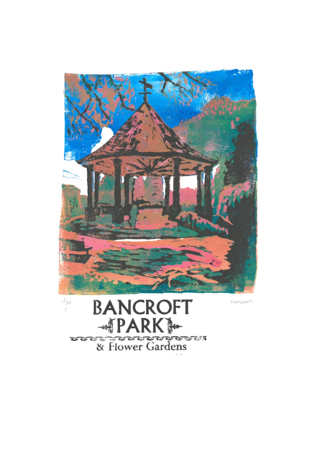 Bancroft Park Lino et impression typographique Etsy France