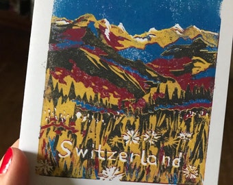 Switzerland Lino and Letterpress Print