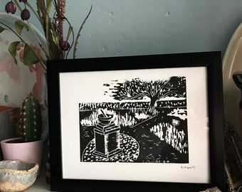 Physic Garden, Hitchin, Linocut Print