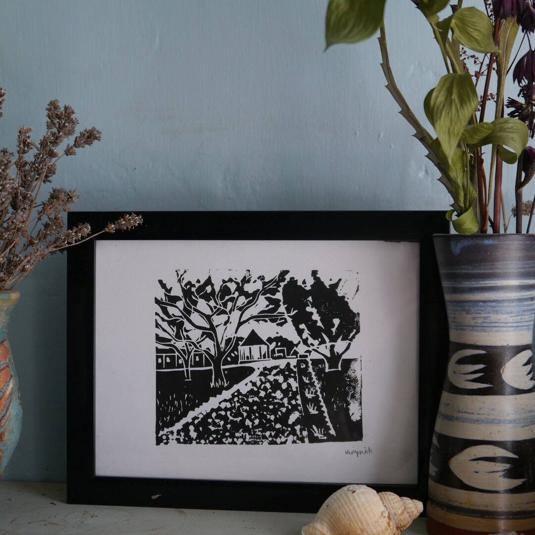 Bancroft Park Hitchin Linocut Print Etsy UK