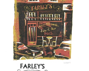 Farley's Hair Emporium Lino and Letterpress Print- Poster