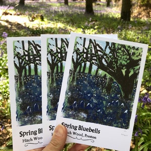 Carte lino et typographie Bluebell Woods