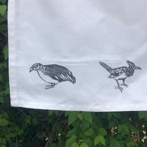 Handprinted Linocut Teatowel grey birds image 5